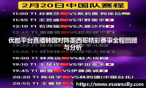 优酷平台直播韩国对阵墨西哥精彩赛事全程回顾与分析